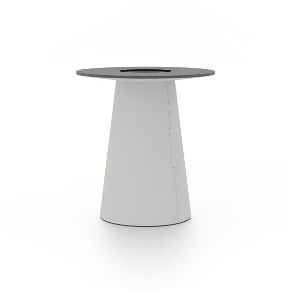 ALT (All Linoleum Table) cone-shaped table base lined with linoleum (4175 Pebble), L Ø450, designed by Keiji Takeuchi