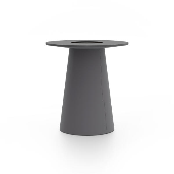 ALT (All Linoleum Table) cone-shaped table base lined with linoleum (4178 Iron Grey), L Ø450, designed by Keiji Takeuchi