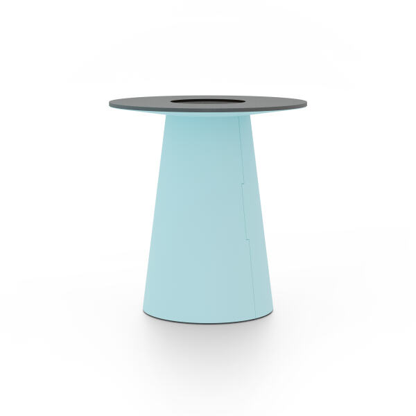 ALT (All Linoleum Table) cone-shaped table base lined with linoleum (4180 Aquavert), L Ø450, designed by Keiji Takeuchi