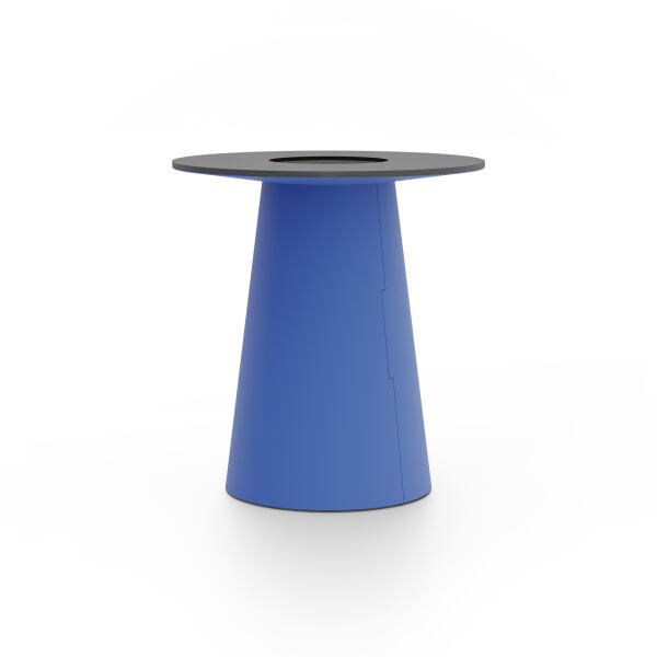 ALT (All Linoleum Table) cone-shaped table base lined with linoleum (4181 Midnight Blue), L Ø450, designed by Keiji Takeuchi