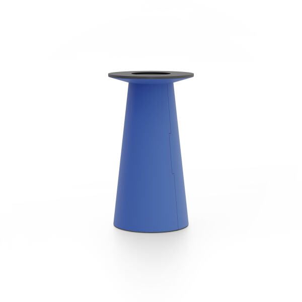 ALT (All Linoleum Table) cone-shaped table base lined with linoleum (4181 Midnight Blue), S Ø360, designed by Keiji Takeuchi
