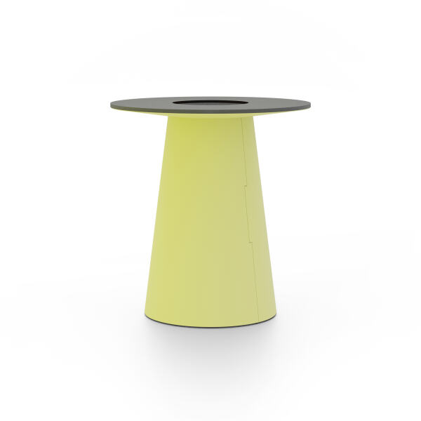ALT (All Linoleum Table) cone-shaped table base lined with linoleum (4182 Spring Green), L Ø450, designed by Keiji Takeuchi