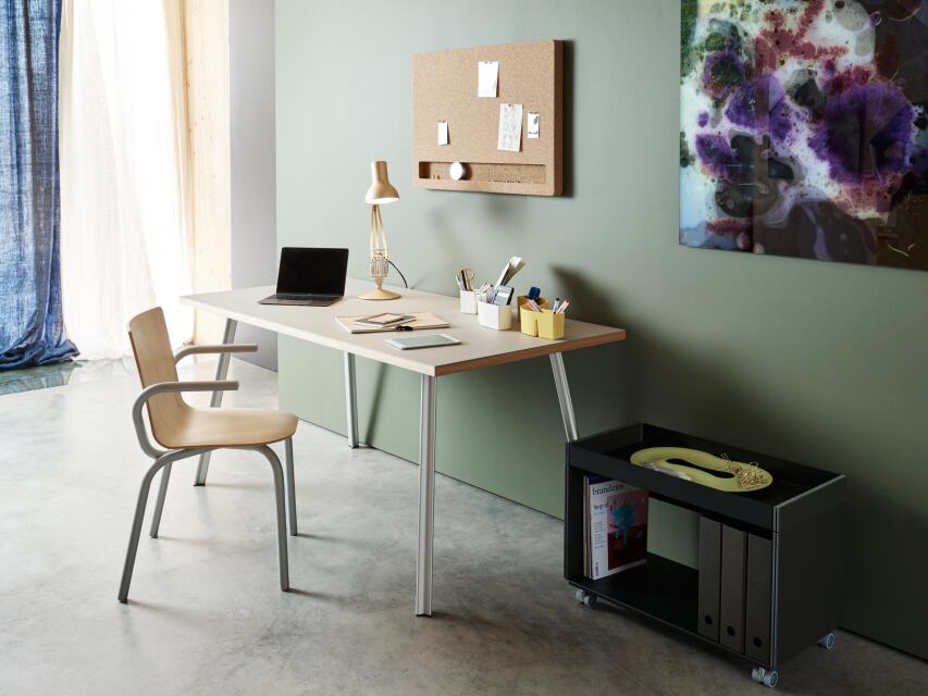 Home office linoleum table with Beam legs