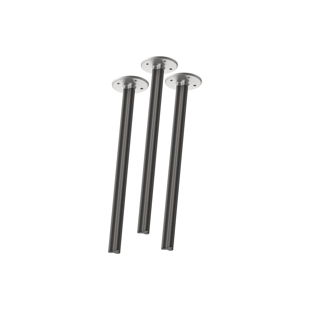 A Set of 3 pieces BEAM legs in "M"-size, 71 cm tall, designed by Daniel Lorch, featuring a RAL 7021 Black grey finish and metal connectors.