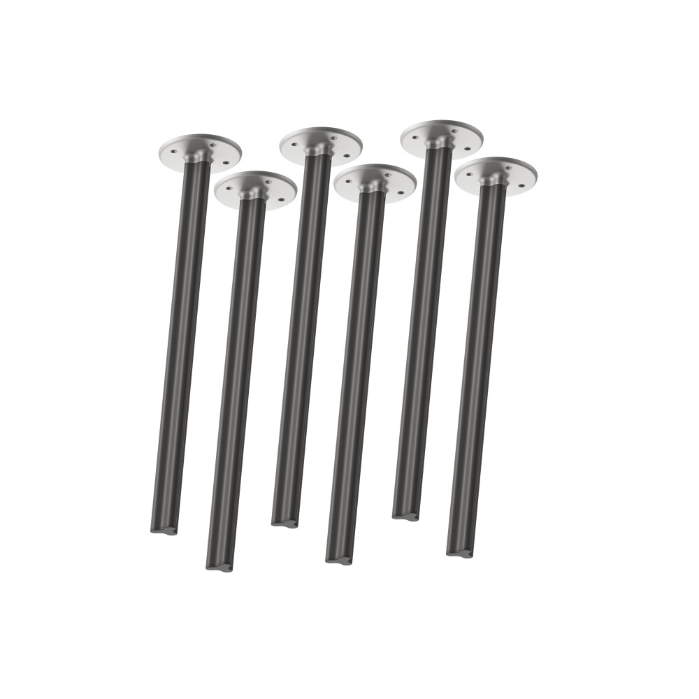 A Set of 6 pieces BEAM legs in "M"-size, 71 cm tall, designed by Daniel Lorch, featuring a RAL 7021 Black grey finish and metal connectors.