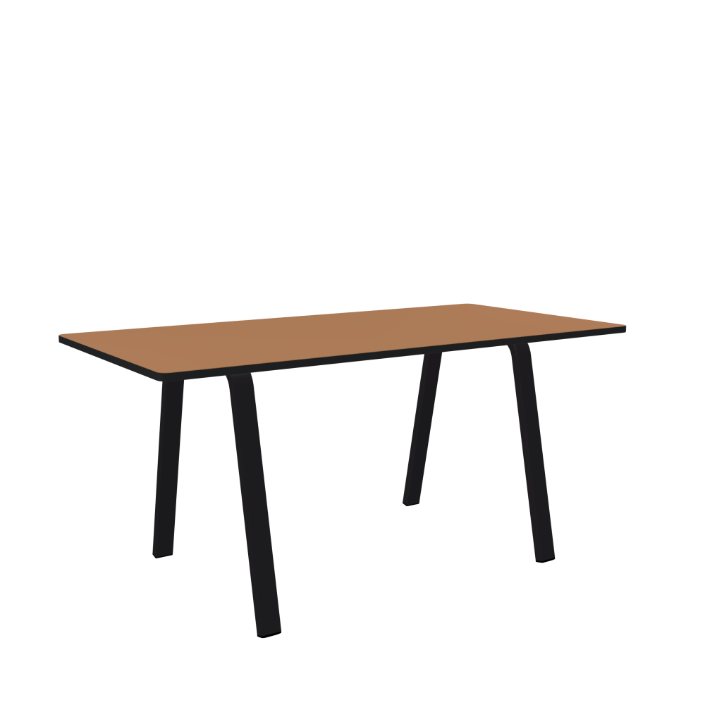 DIN Tisch - Form Eckig - Länge 160,00 cm - Tiefe 80,00 cm - Radius 2,60 cm - Stärke 2,1 cm - Freiformfläche 1.00000000 - Oberseite Linoleum, 4003 Walnut - Kern MDF - Kante MDF, Schwarz - Kantenschräge 90° / DIN Tischgestell - Materialien und Farben Pulverbeschichteter Stahl, Jet Black (RAL 9005) - Breite S - Set 2 Stück