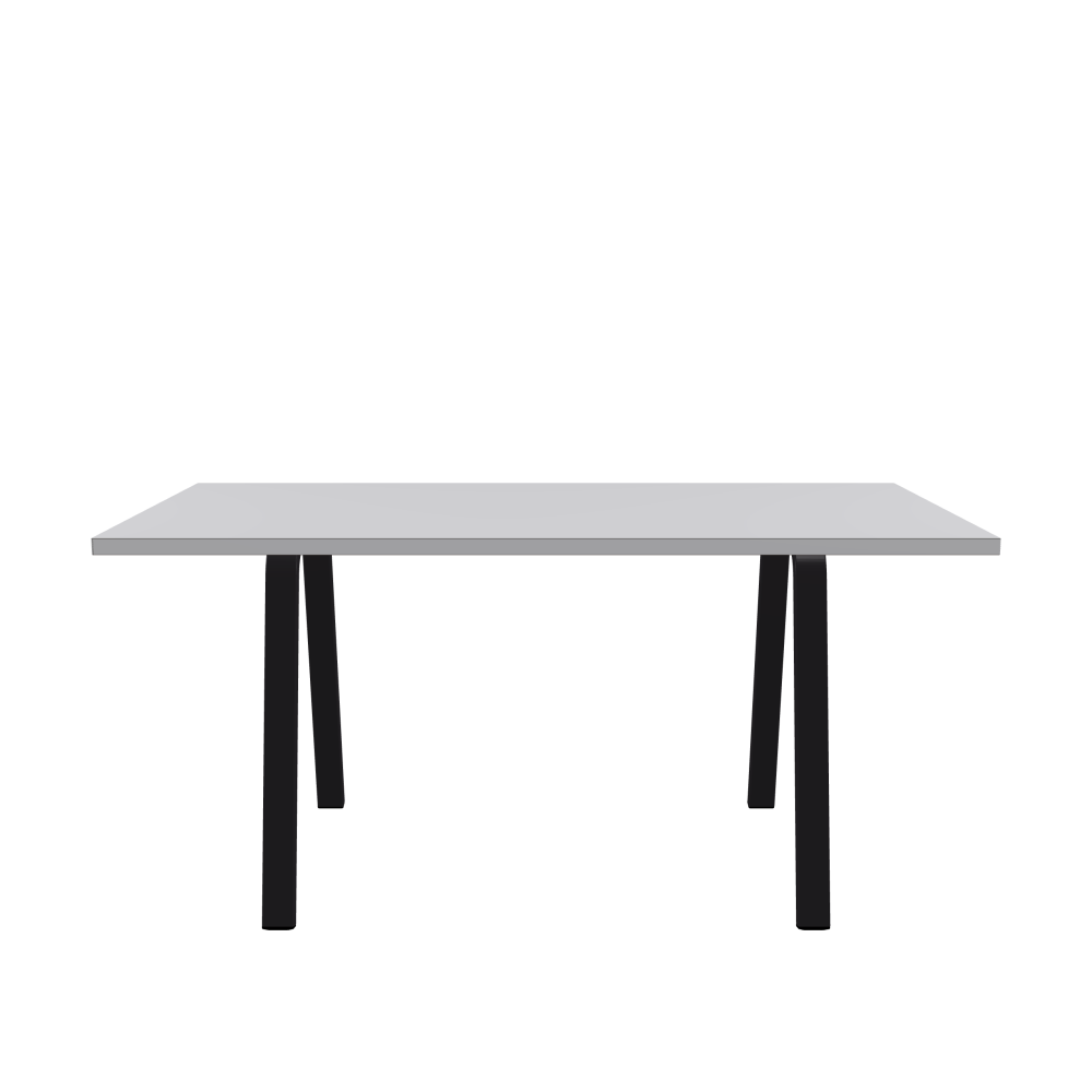DIN Table - Shape Square - Length 160.00 cm - Width 85.00 cm - Radius 0.30 cm - Thickness 3 cm - Surface Linoleum, 4177 Vapour - Core Laminboard - Edge Linoleum, 4177 Vapour - Profile Edge 90° / DIN Table Frame - Material and Colour Powder-coated steel, Jet Black (RAL 9005) - Width S - Set 2 Pieces