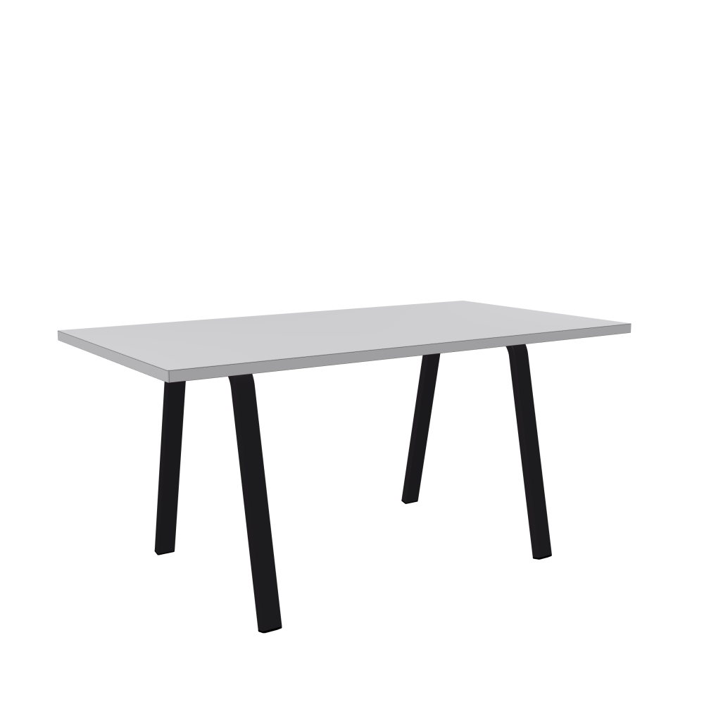 DIN Tisch - Form Eckig - Länge 160,00 cm - Tiefe 85,00 cm - Radius 0,30 cm - Stärke 3 cm - Oberseite Linoleum, 4177 Vapour - Kern Stäbchenplatte - Kante Linoleum, 4177 Vapour - Kantenschräge 90° / DIN Tischgestell - Materialien und Farben Pulverbeschichteter Stahl, Jet Black (RAL 9005) - Breite S - Set 2 Stück