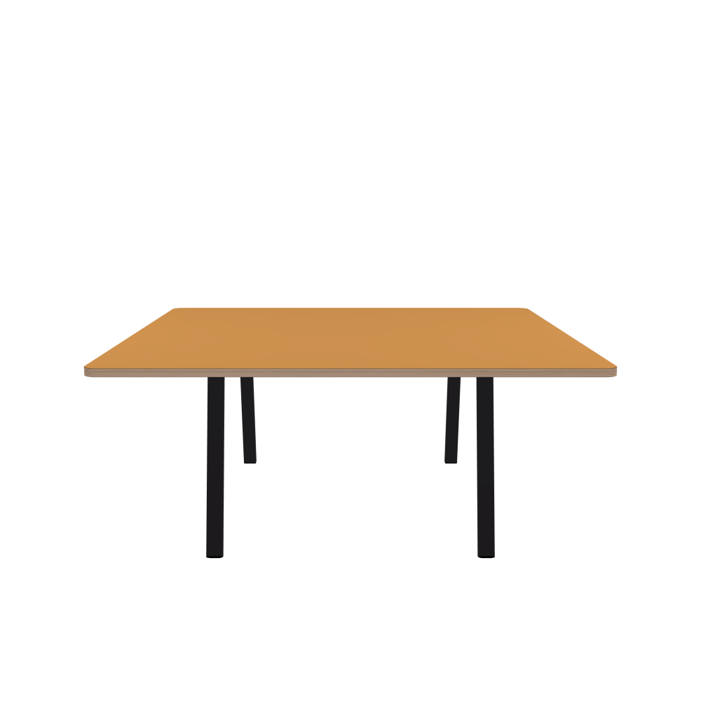 DIN Tisch - Form Eckig - Länge 180,00 cm - Tiefe 180,00 cm - Radius 5,00 cm - Stärke 3 cm - Freiformfläche 1.00000000 - Oberseite Linoleum, 4002 Leather - Kern Stäbchenplatte - Kante Multiplex - Kantenschräge 90° / DIN Tischgestell - Materialien und Farben Pulverbeschichteter Stahl, Jet Black (RAL 9005) - Breite XL - Set 2 Stück