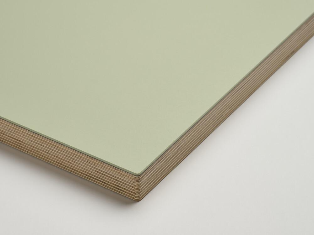 Table Top - Shape Square - Length 120.00 cm - Width 70.00 cm - Radius 0.30 cm - Thickness 3 cm - Surface Linoleum, 4183 Pistachio - Core Laminboard - Edge Multiplex - Profile Edge 90°