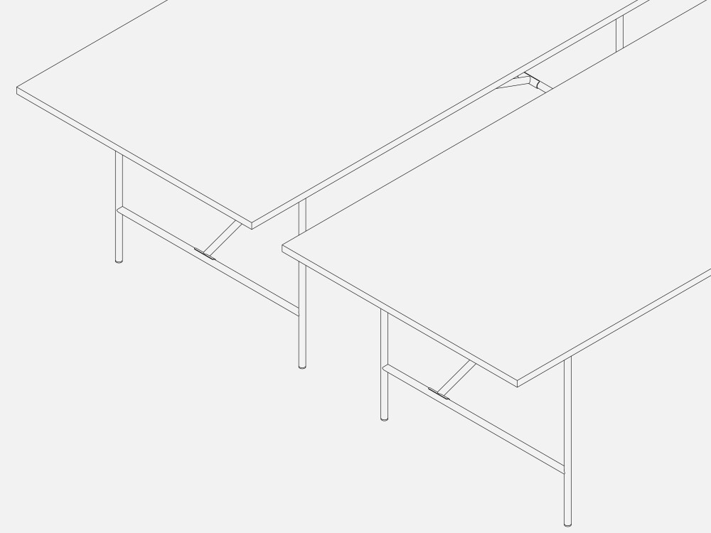 Two E2 tables with central and shifted cross bar