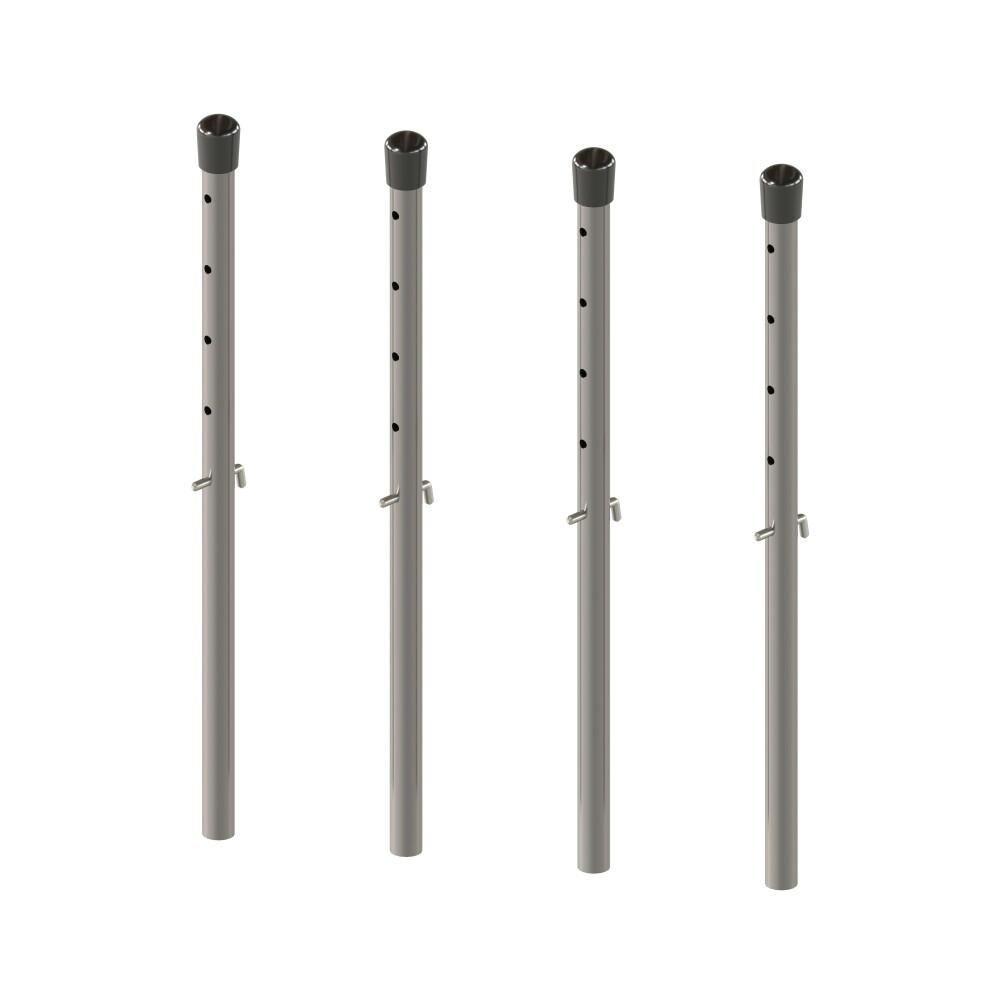 E2 Höhenversteller Lang, in Stahl, Klarlackiert mit  Außenstopfen