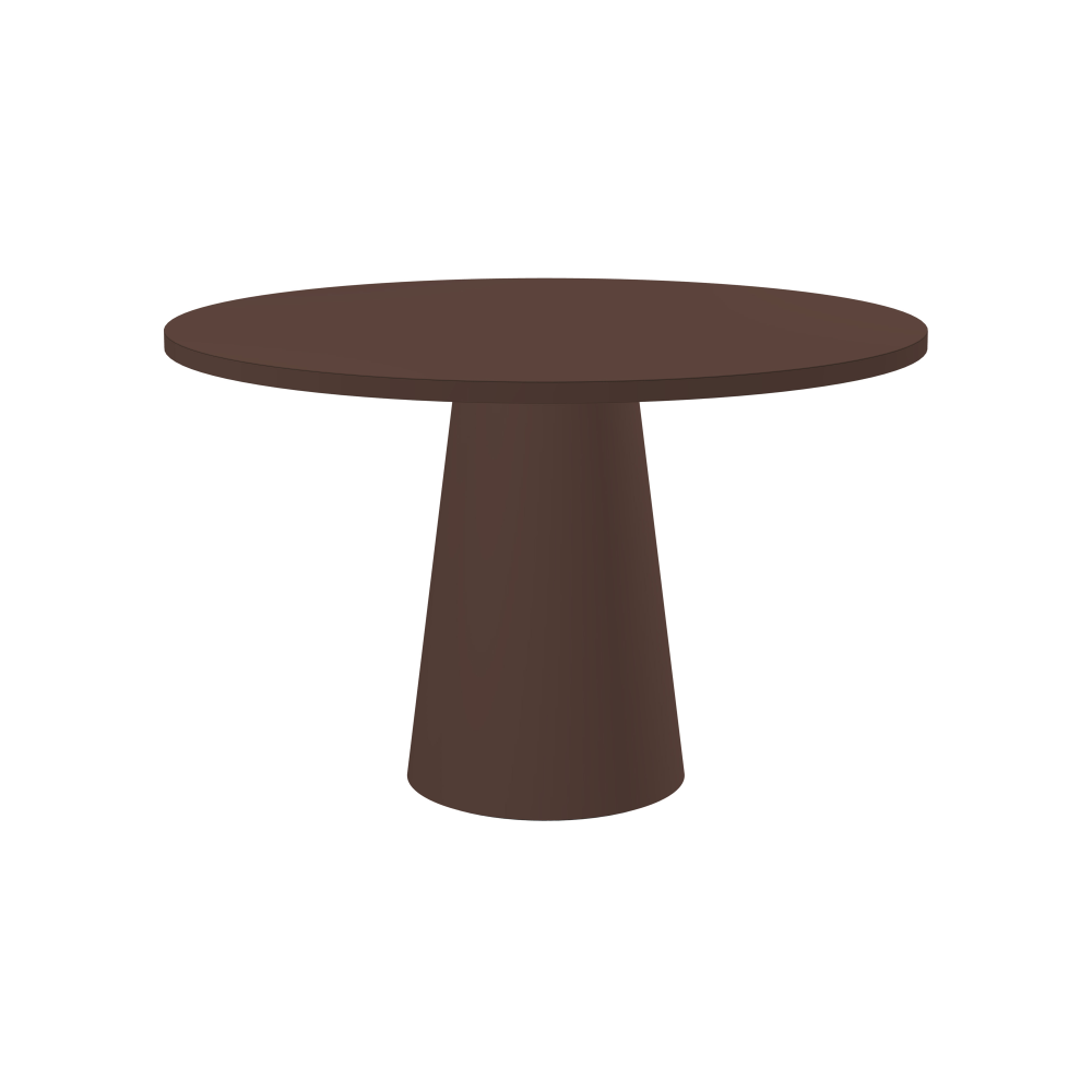 ALT Table - Shape Round - Length 120.00 cm - Width 120.00 cm - Thickness 3 cm - Freeform 1.00000000 - Surface Linoleum, 4009 Espresso - Core Laminboard - Edge Linoleum, 4009 Espresso - Profile Edge 90° / ALT Table Stand - Surface Linoleum, 4009 Espresso - Size L: Ø 42 × H 72 cm