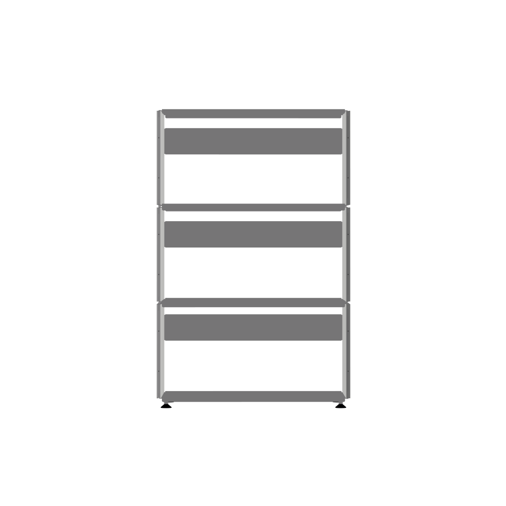 PLUSMINUS Shelving - Side part linoleum Linoleum, 4177 Vapour - Side part MDF MDF, Grey - Sheet steel board Steel, Platinum grey (RAL 7036)