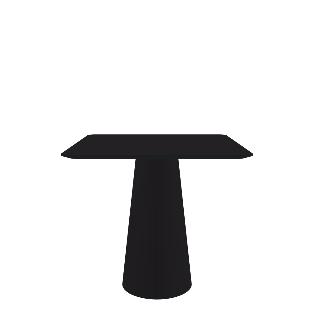 ALT Table - Shape Square - Length 80.00 cm - Width 80.00 cm - Radius 4.00 cm - Thickness 2.1 cm - Freeform 1.00000000 - Surface Linoleum, 4166 Charcoal - Core MDF - Edge MDF, Black - Profile Edge 25° / ALT Table Stand - Surface Linoleum, 4166 Charcoal - Size S: Ø 36 × H 72 cm