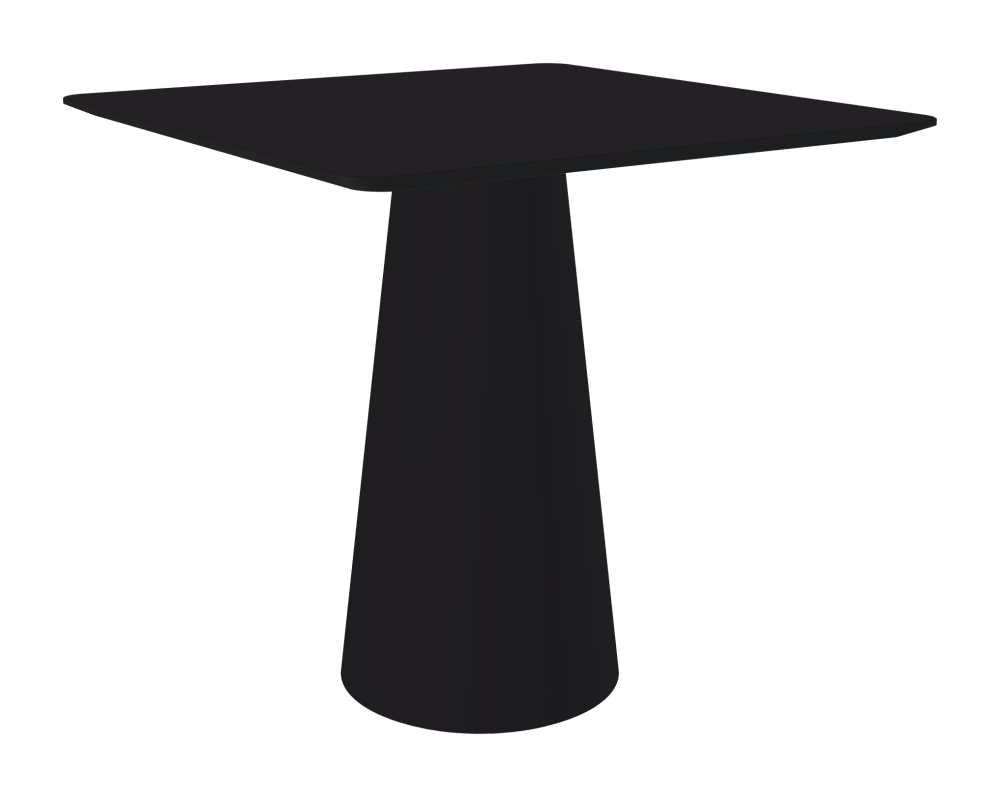 ALT Tisch - Form Eckig - Länge 80,00 cm - Tiefe 80,00 cm - Radius 4,00 cm - Stärke 2,1 cm - Freiformfläche 1.00000000 - Oberseite Linoleum, 4166 Charcoal - Kern MDF - Kante MDF, Schwarz - Kantenschräge 25° / ALT Tischsäule - Oberseite Linoleum, 4166 Charcoal - Größe S: Ø 36 × H 72 cm