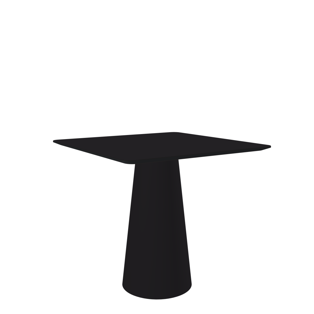 ALT Table - Shape Square - Length 80.00 cm - Width 80.00 cm - Radius 4.00 cm - Thickness 2.1 cm - Freeform 1.00000000 - Surface Linoleum, 4166 Charcoal - Core MDF - Edge MDF, Black - Profile Edge 25° / ALT Table Stand - Surface Linoleum, 4166 Charcoal - Size S: Ø 36 × H 72 cm