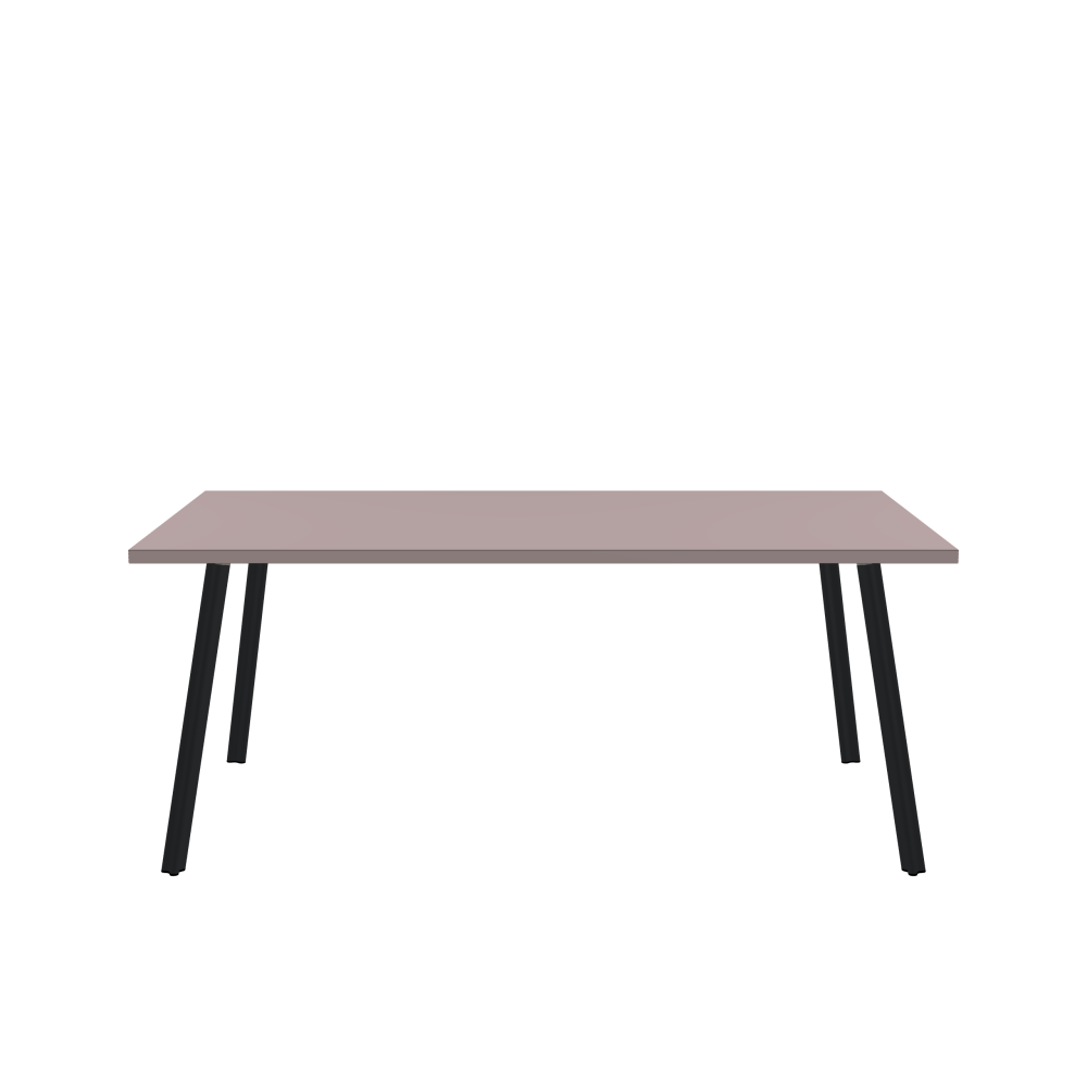 BEAM Table - Shape Square - Length 180.00 cm - Width 100.00 cm - Radius 0.30 cm - Thickness 3 cm - Surface Linoleum, 4010 Soft Lilac - Core Laminboard - Edge Linoleum, 4010 Soft Lilac - Profile Edge 90° / BEAM Table Legs - Material and Colour Aluminium, powder-coated, Black grey (RAL 7021) - Profile strength Standard - Height 71 cm - Set 4 Legs