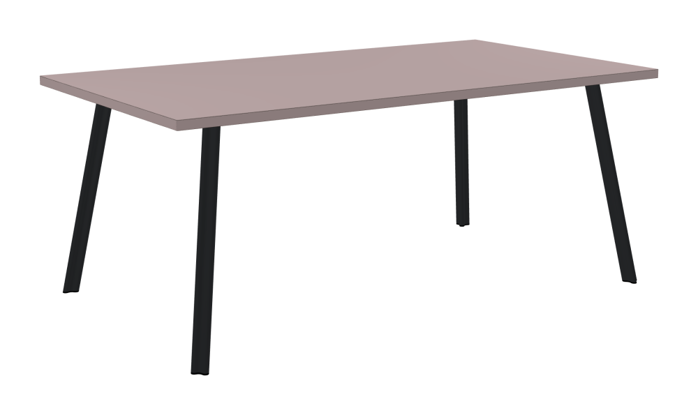 BEAM Tisch - Form Eckig - Länge 180,00 cm - Tiefe 100,00 cm - Radius 0,30 cm - Stärke 3 cm - Oberseite Linoleum, 4010 Soft Lilac - Kern Stäbchenplatte - Kante Linoleum, 4010 Soft Lilac - Kantenschräge 90° / BEAM Tischbeine - Material und Farbe Aluminium, pulverbeschichtet, Schwarzgrau (RAL 7021) - Profilgröße Normal - Höhe 71 cm - Set 4 Tischbeine