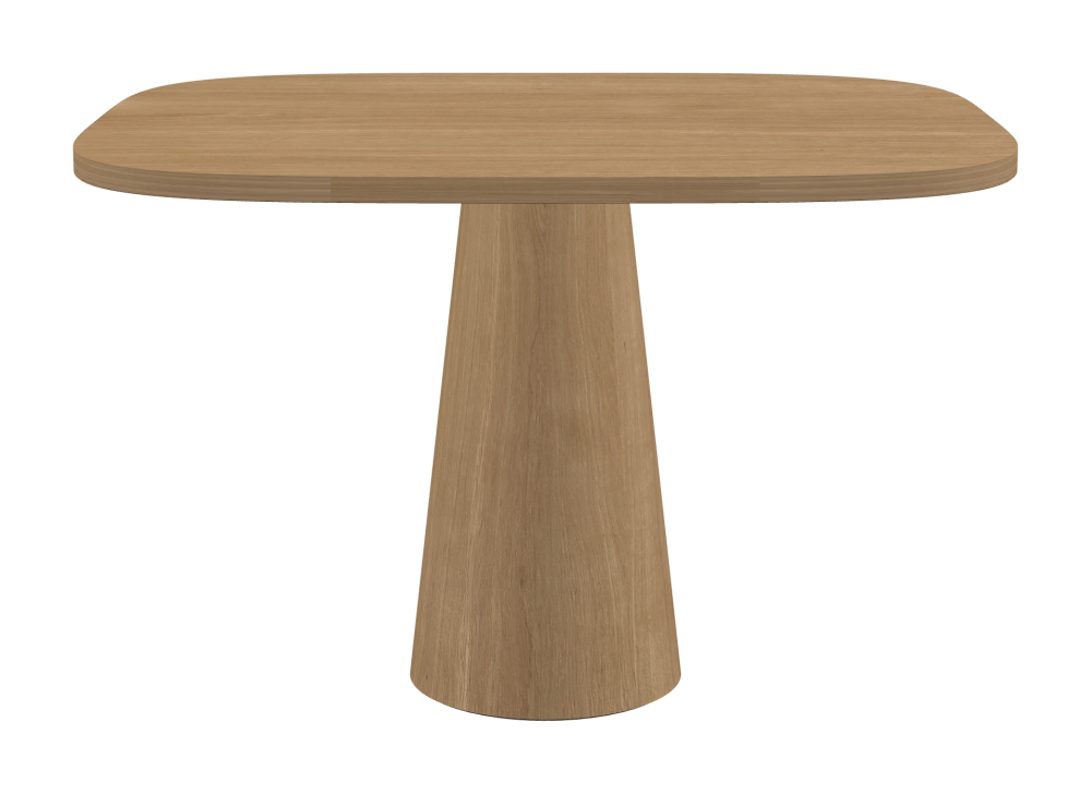ALT Table - Shape Superellipse - Length 115.00 cm - Width 100.00 cm - Superellipse Exponent 4.00  - Thickness 2.9 cm - Freeform 1.00000000 - Surface Wood Veneer, Oak - Core Laminboard - Edge Wood, Oak - Profile Edge 90° / ALT Table Stand - Surface Wood Veneer, Oak - Size S: Ø 36 × H 72 cm