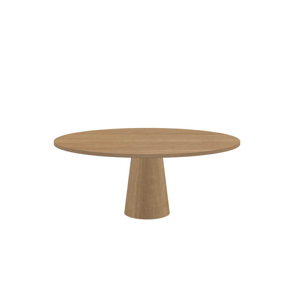 ALT Table - Shape Round - Length 180.00 cm - Width 180.00 cm - Thickness 2.9 cm - Freeform 1.00000000 - Surface Wood Veneer, Oak - Core Laminboard - Edge Wood, Oak - Profile Edge 90° / ALT Table Stand - Surface Wood Veneer, Oak - Size L: Ø 42 × H 72 cm