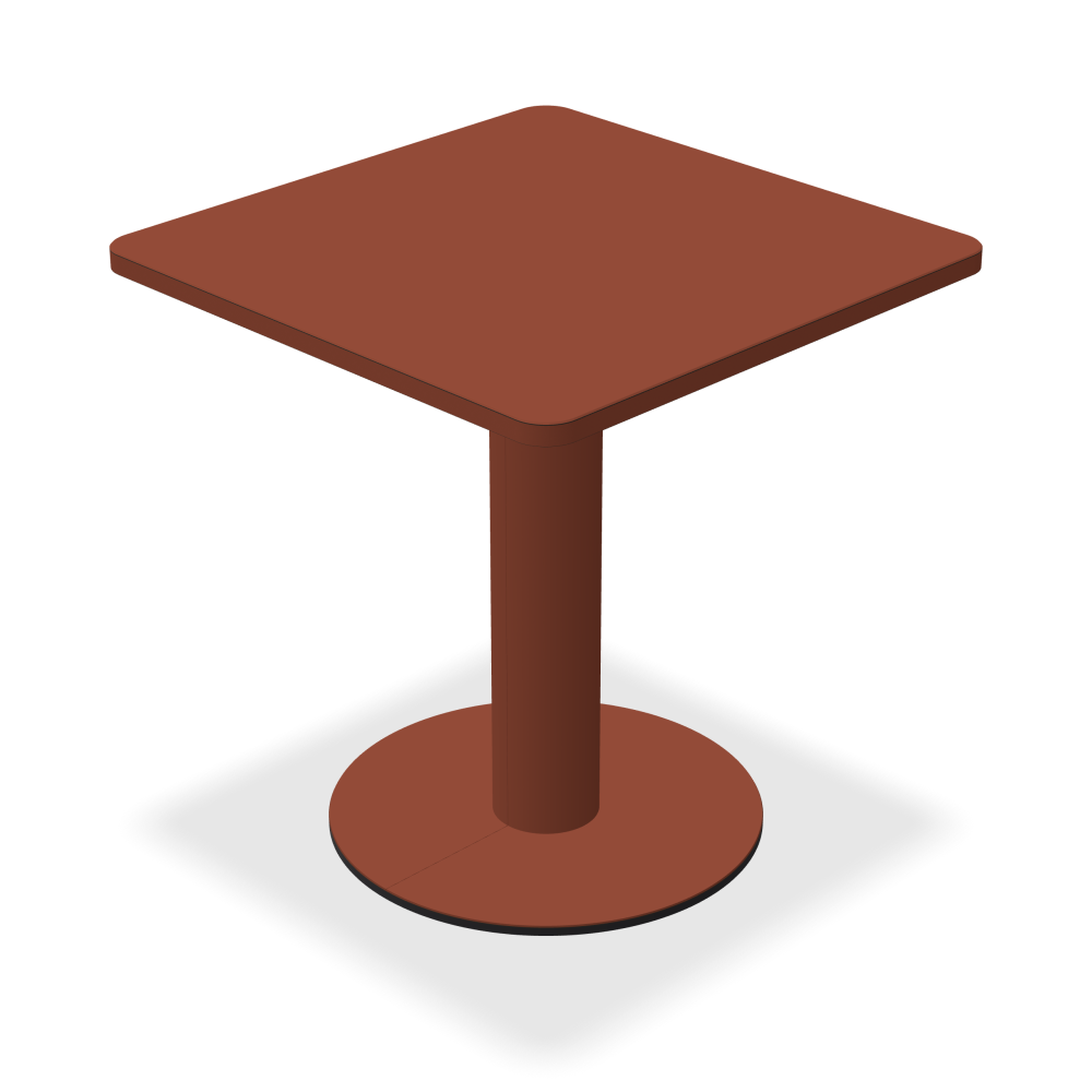 SPOT Bistrotisch - Oberseite Linoleum, 4008 Brick - Form Quadratisch, L 70 × B 70