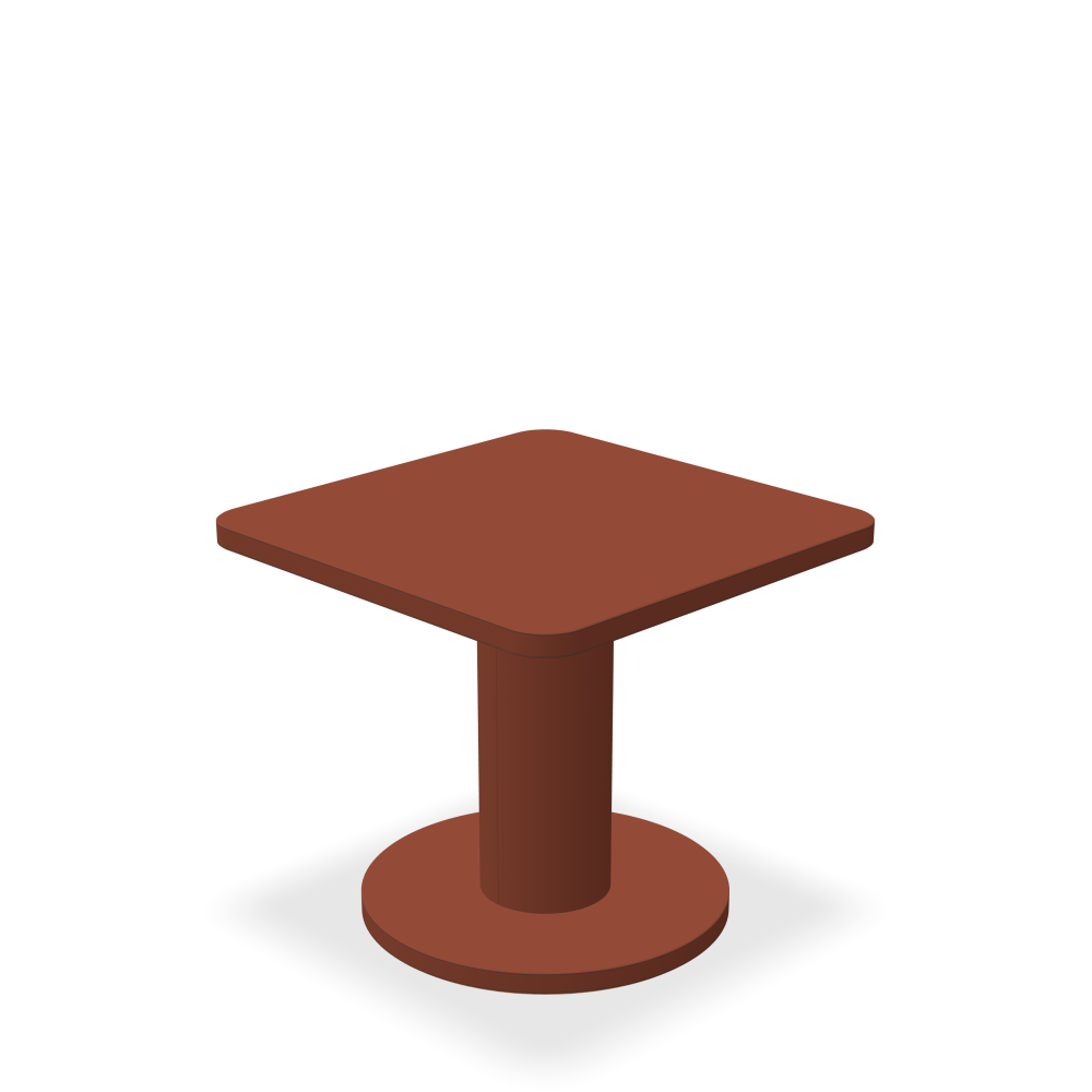 OFF-CUT Beistelltisch - Oberseite Linoleum, 4008 Brick - Form Quadratisch, L 45 × B 45 - Höhe 40 cm