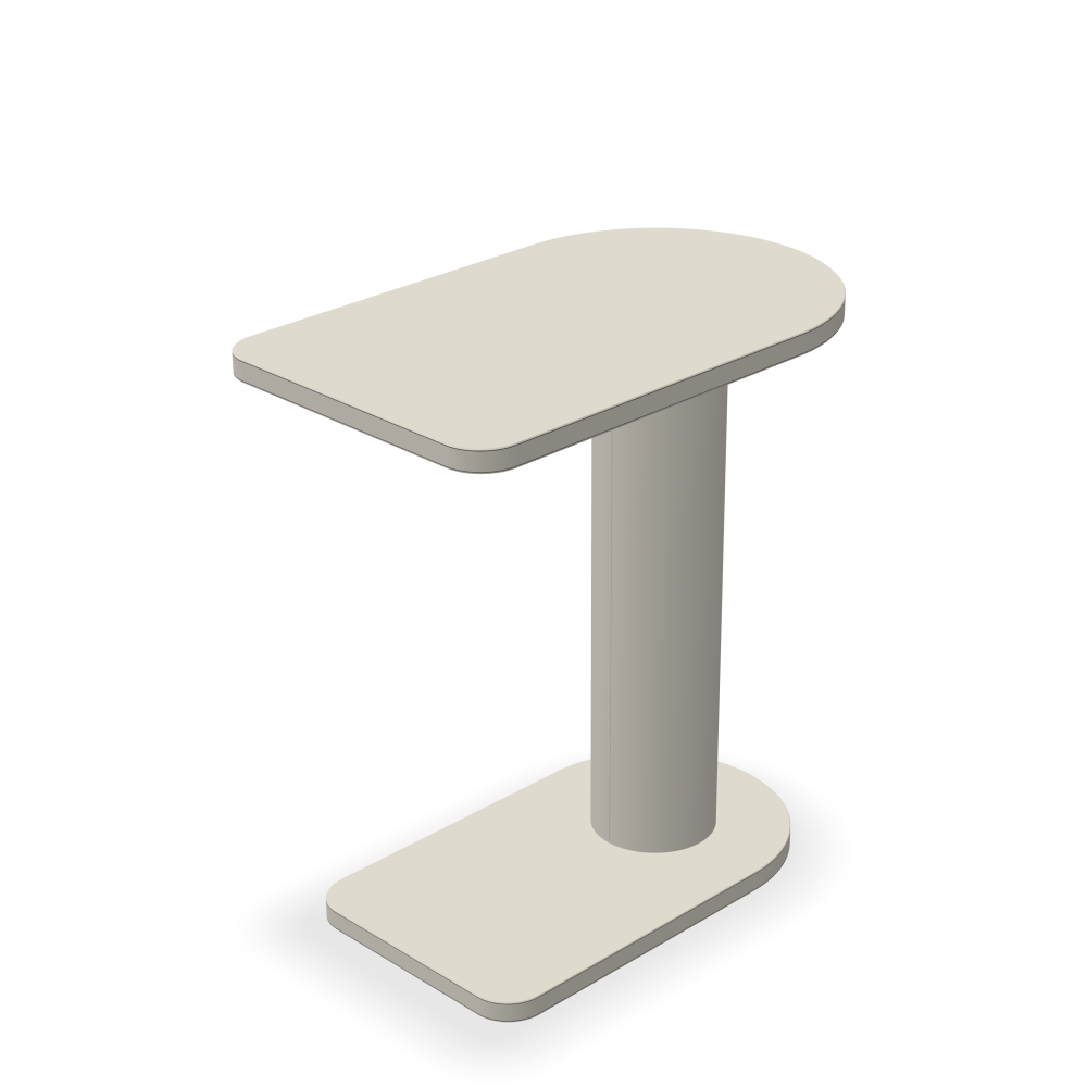 OFF-CUT Beistelltisch - Oberseite Linoleum, 4176 Mushroom - Form Halbrund, L 34 × B 56 - Höhe 60 cm