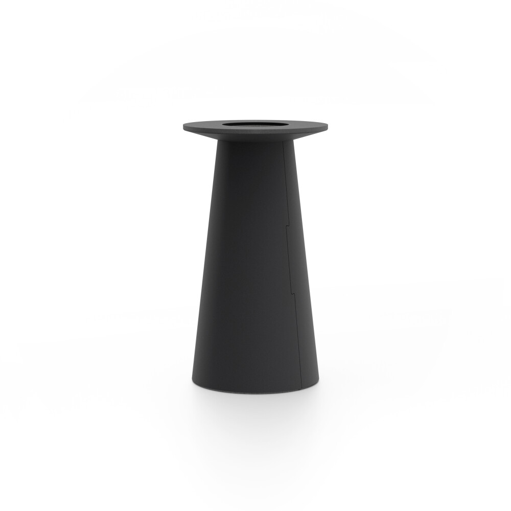 ALT (All Linoleum Table) cone-shaped table base lined with linoleum (4166 Charcoal), S Ø360, designed by Keiji Takeuchi
