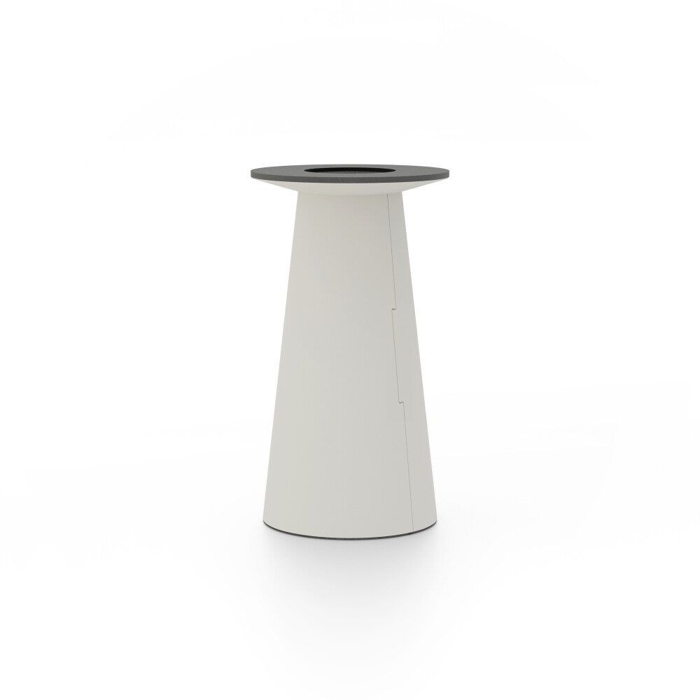 ALT (All Linoleum Table) cone-shaped table base lined with linoleum (4176 Mushroom), S Ø360, designed by Keiji Takeuchi