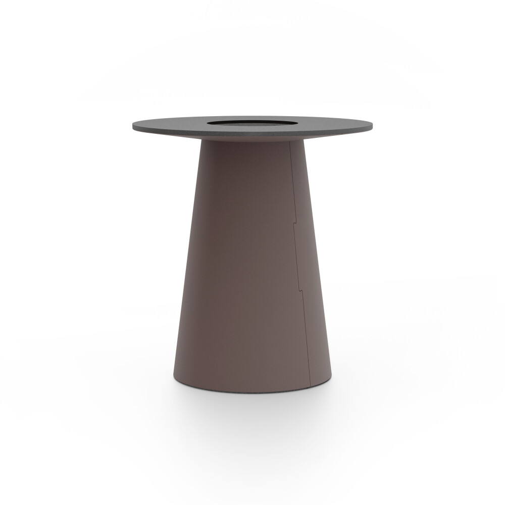 ALT (All Linoleum Tabe) konusförmiges Tischgestell, beschichtet mit Linoleum (4172 Mauve), L Ø 45 cm, designed by Keiji Takeuchi