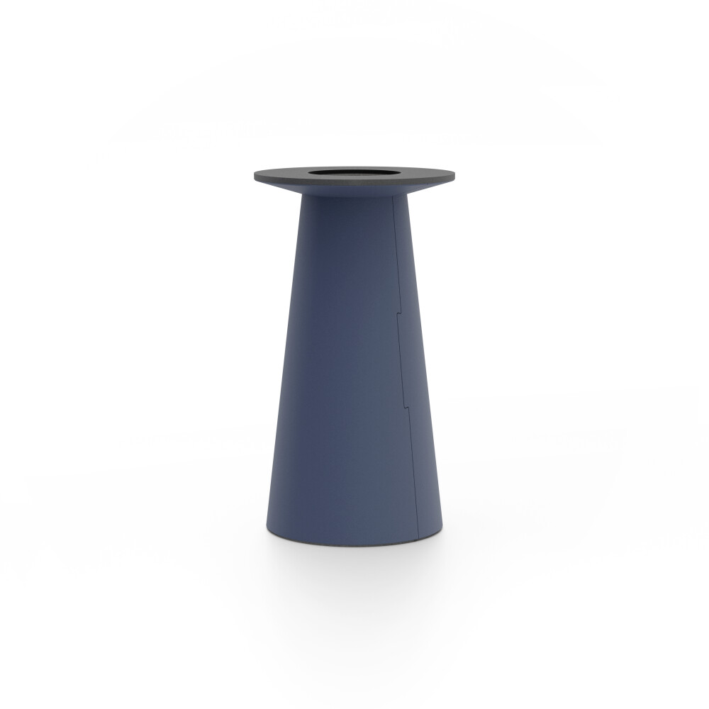 ALT (All Linoleum Table) cone-shaped table base lined with linoleum (4179 Smokey Blue), S Ø360, designed by Keiji Takeuchi