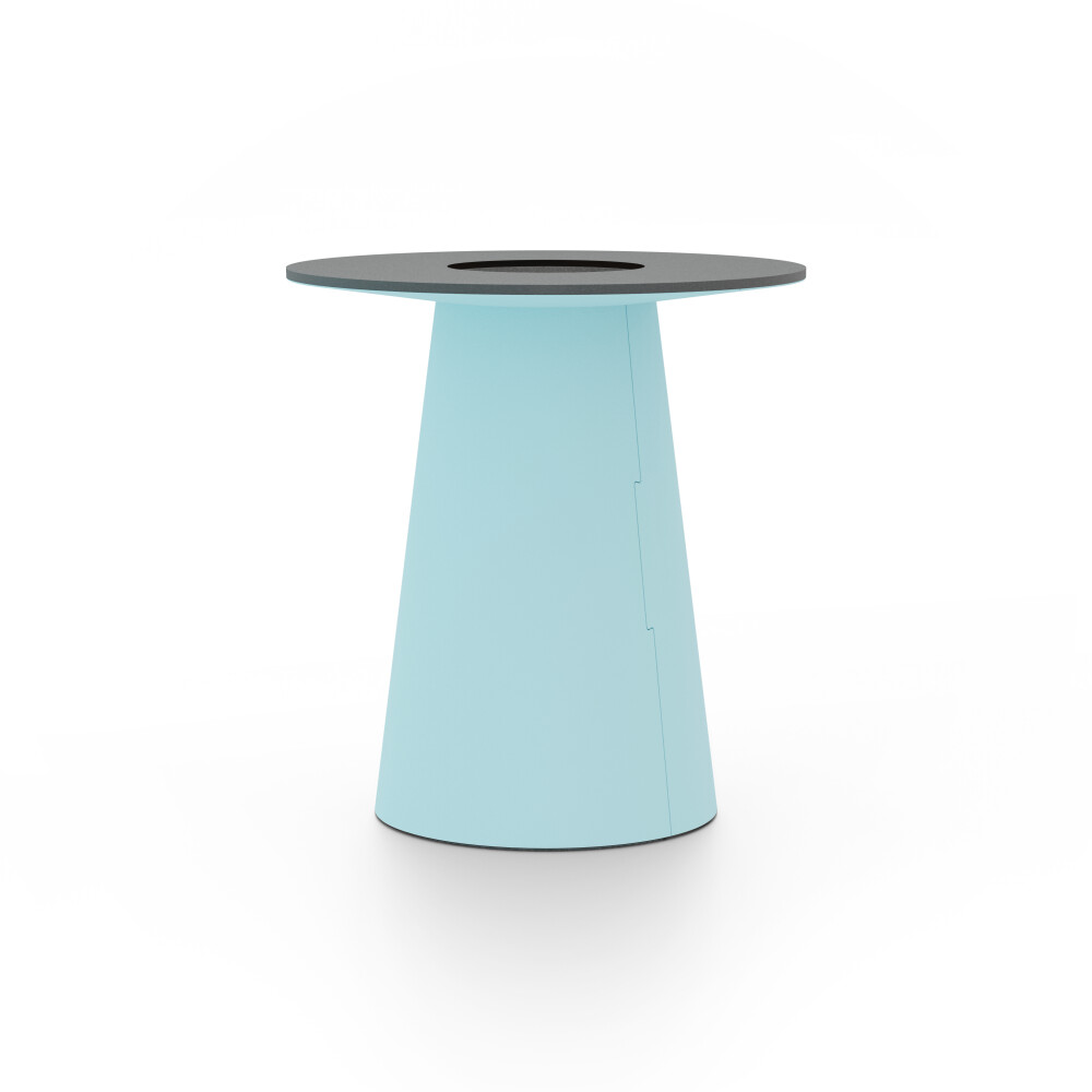 ALT (All Linoleum Table) cone-shaped table base lined with linoleum (4180 Aquavert), L Ø450, designed by Keiji Takeuchi