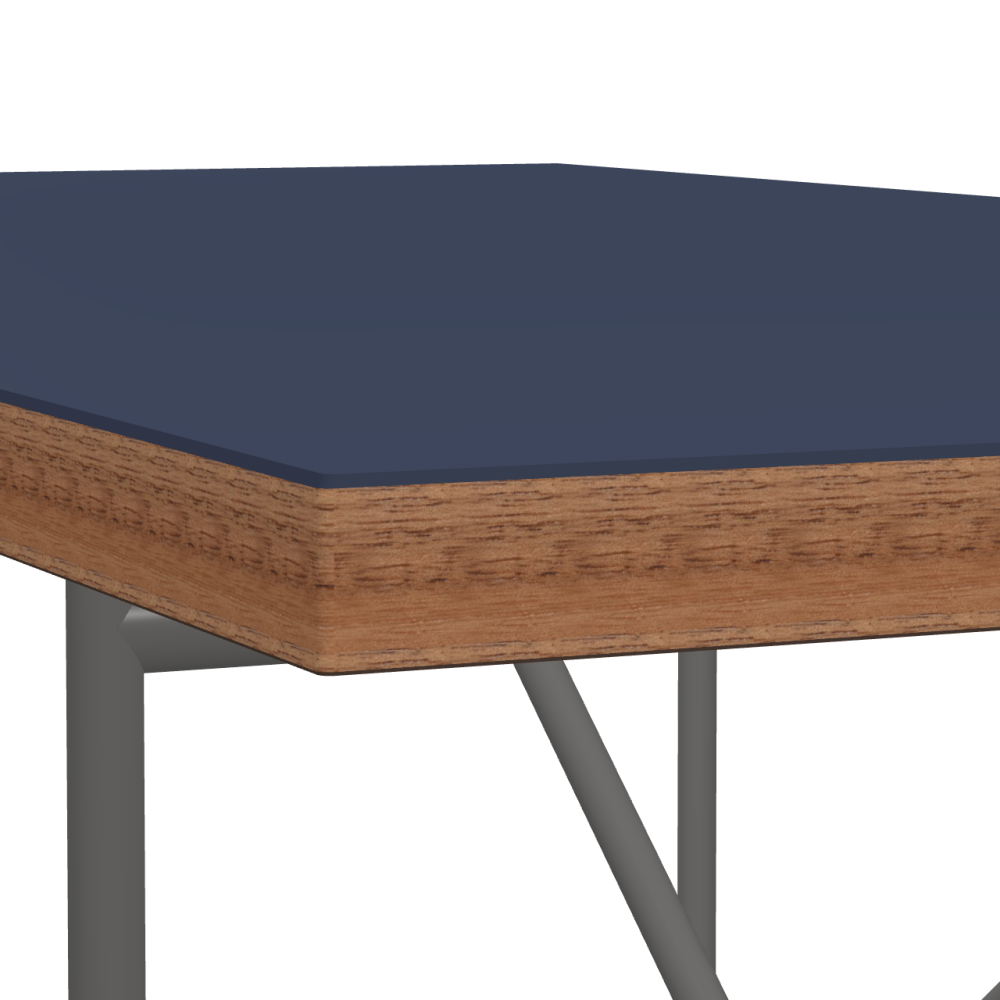 E2 shifted linoleum table – 4179 Smokey Blue / Laminboard (Strength 30mm) / Walnut
