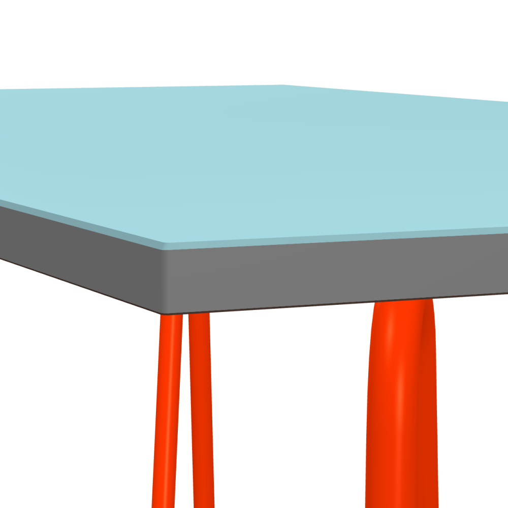 Sinus linoleum table – 4180 Aquavert / MDF dyed / Mouse grey