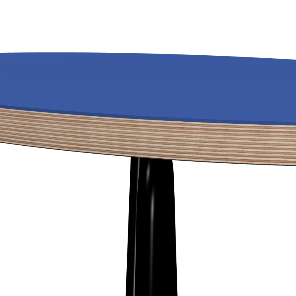 Sinus linoleum table – 4181 Midnight Blue / Multiplex Birch Massive