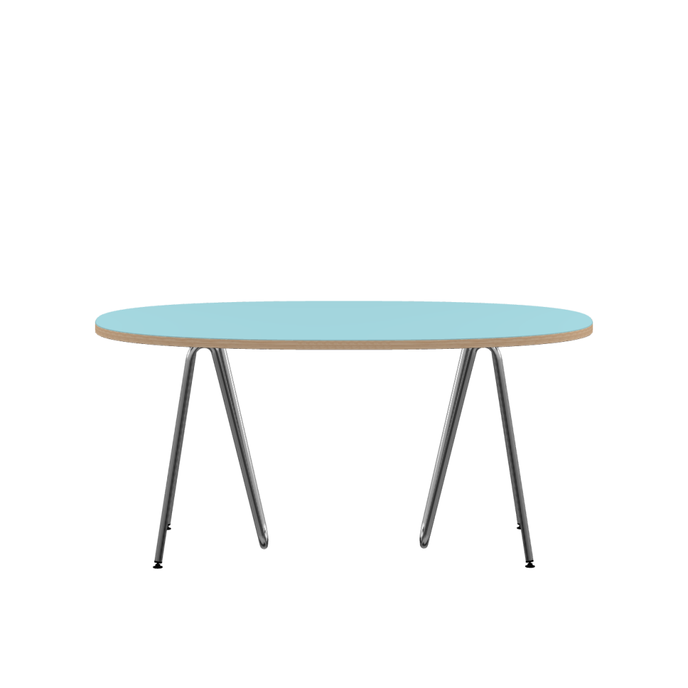Sinus linoleum table – 4180 Aquavert / Laminboard (Strength 30mm) / Oak