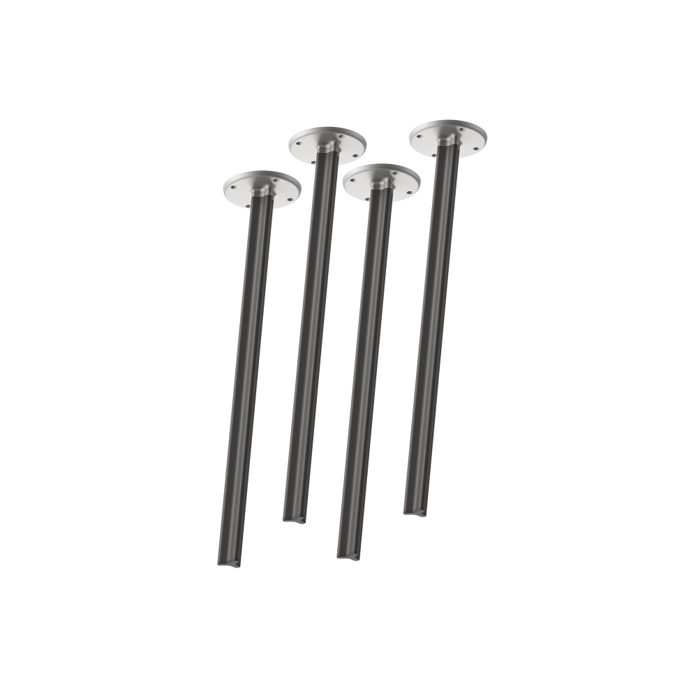 A Set of 4 pieces BEAM legs in "S"-size, 71 cm tall, designed by Daniel Lorch, featuring a RAL 7021 Black grey finish and metal connectors.