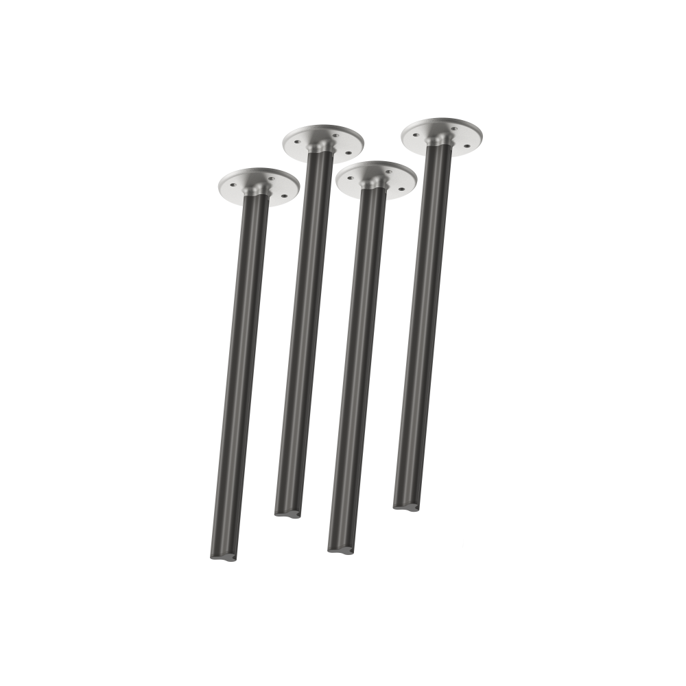 A Set of 4 pieces BEAM legs in "M"-size, 71 cm tall, designed by Daniel Lorch, featuring a RAL 7021 Black grey finish and metal connectors.