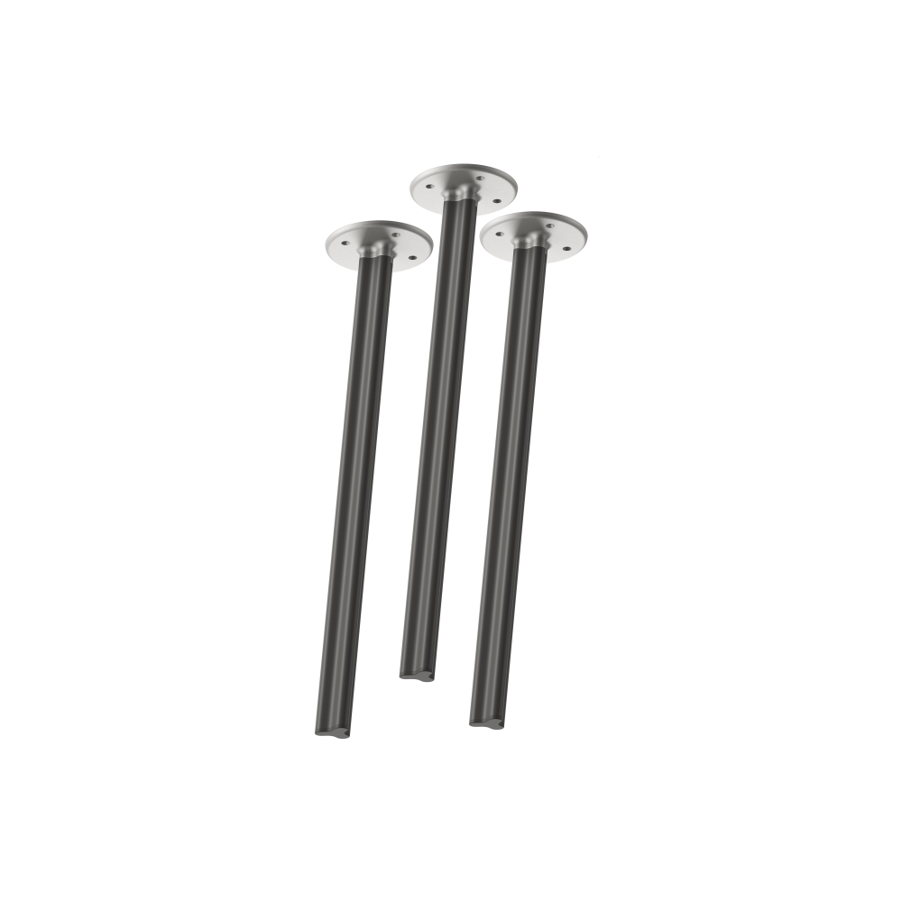 Ein Set aus drei BEAM-Beinen im "M"-Größe, 72 cm groß, entworfen von Daniel Lorch, mit schwarzem Aluminium-Finish und Metallverbindern.