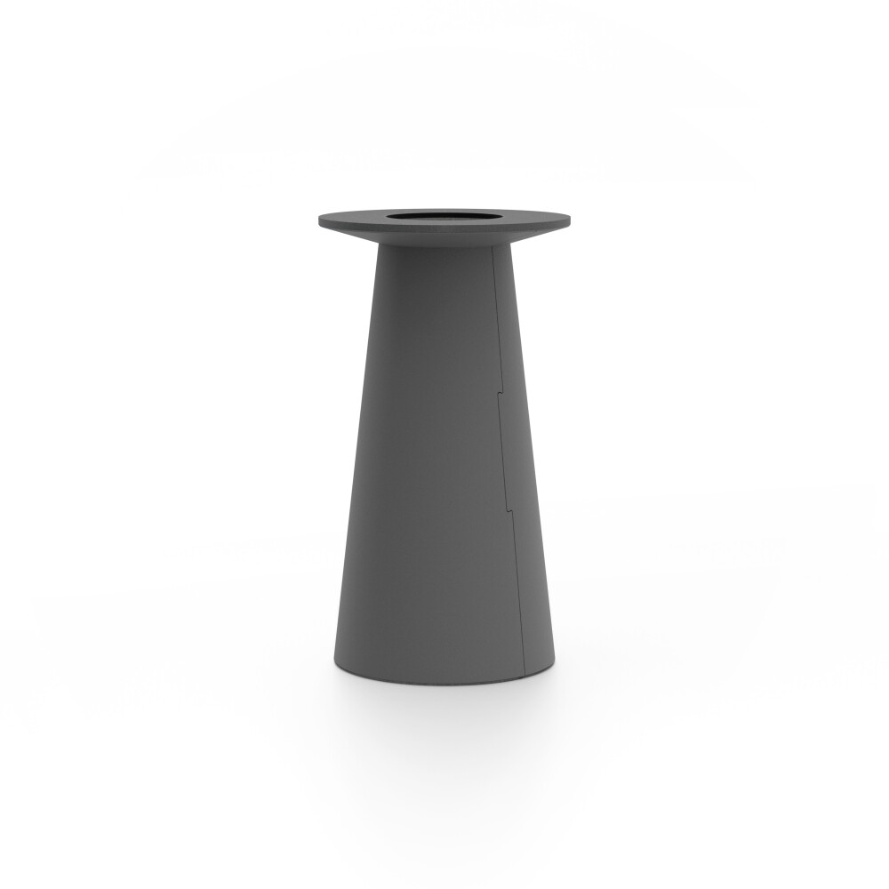 ALT (All Linoleum Tabe) konusförmiges Tischgestell, beschichtet mit Linoleum (4012 Basalt ᴺᴱᵁ), S Ø 36 cm, designed by Keiji Takeuchi