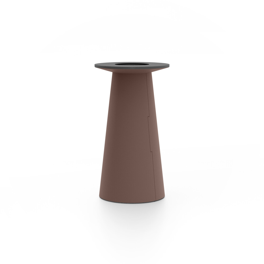 ALT (All Linoleum Tabe) konusförmiges Tischgestell, beschichtet mit Linoleum (4009 Espresso ᴺᴱᵁ), S Ø 36 cm, designed by Keiji Takeuchi