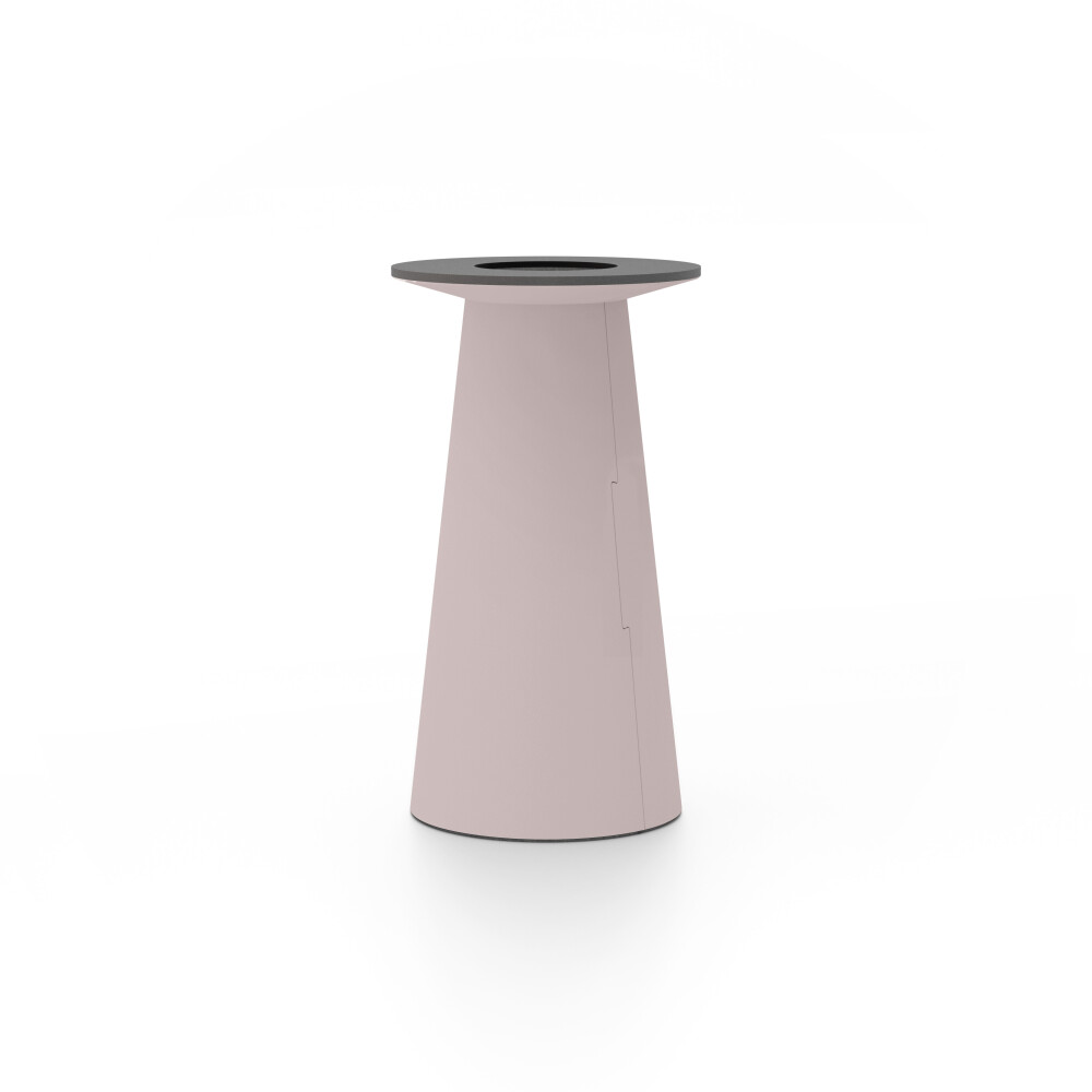 ALT (All Linoleum Tabe) konusförmiges Tischgestell, beschichtet mit Linoleum (4010 Soft Lilac ᴺᴱᵁ), S Ø 36 cm, designed by Keiji Takeuchi
