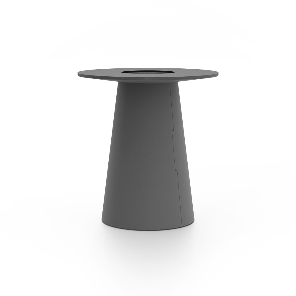 ALT (All Linoleum Tabe) konusförmiges Tischgestell, beschichtet mit Linoleum (4012 Basalt ᴺᴱᵁ), L Ø 45 cm, designed by Keiji Takeuchi