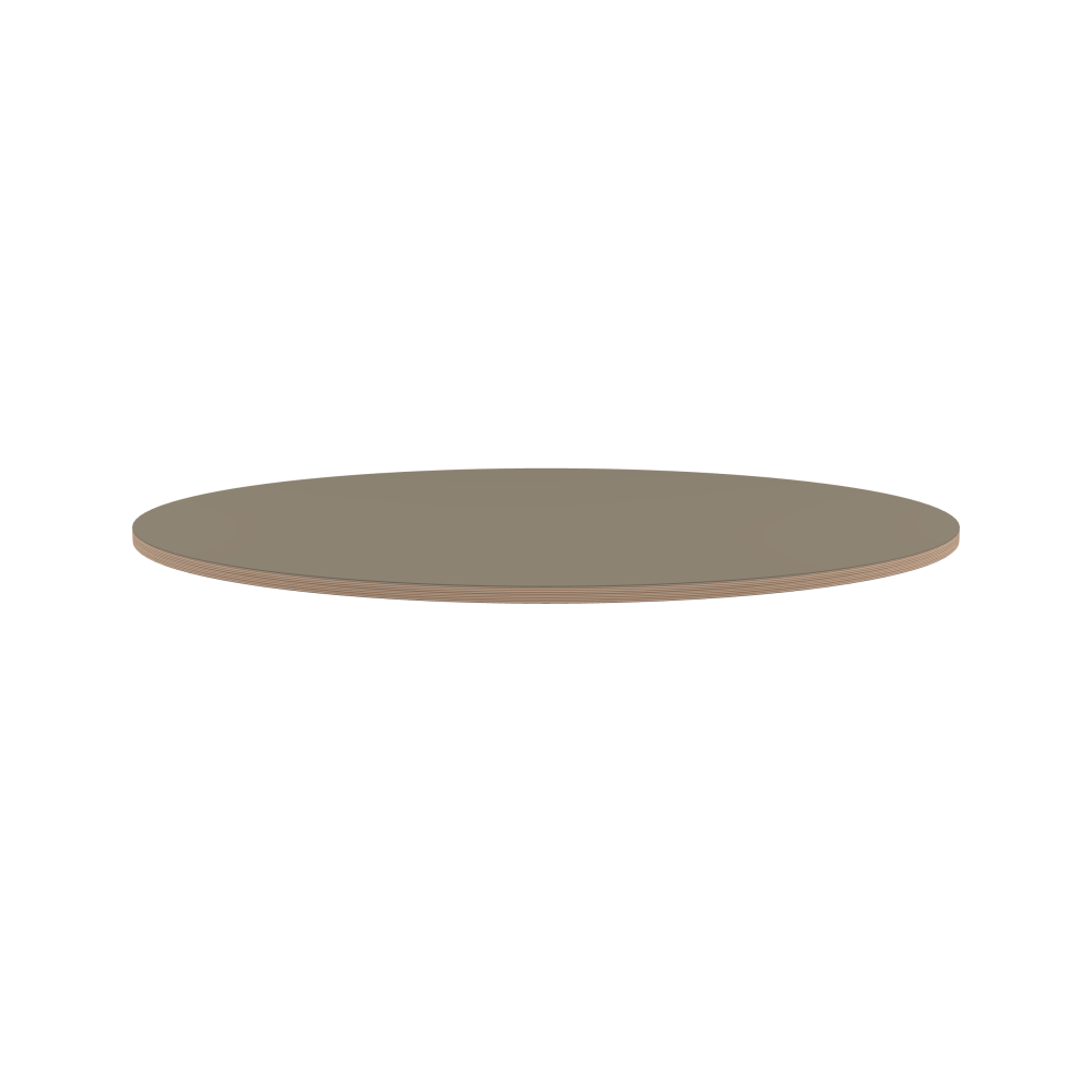 Table Top - Shape Round - Length 150.00 cm - Width 150.00 cm - Thickness 2.6 cm - Freeform 1.00000000 - Surface Linoleum, 4011 Taupe - Core Birch Plywood - Profile Edge 90°