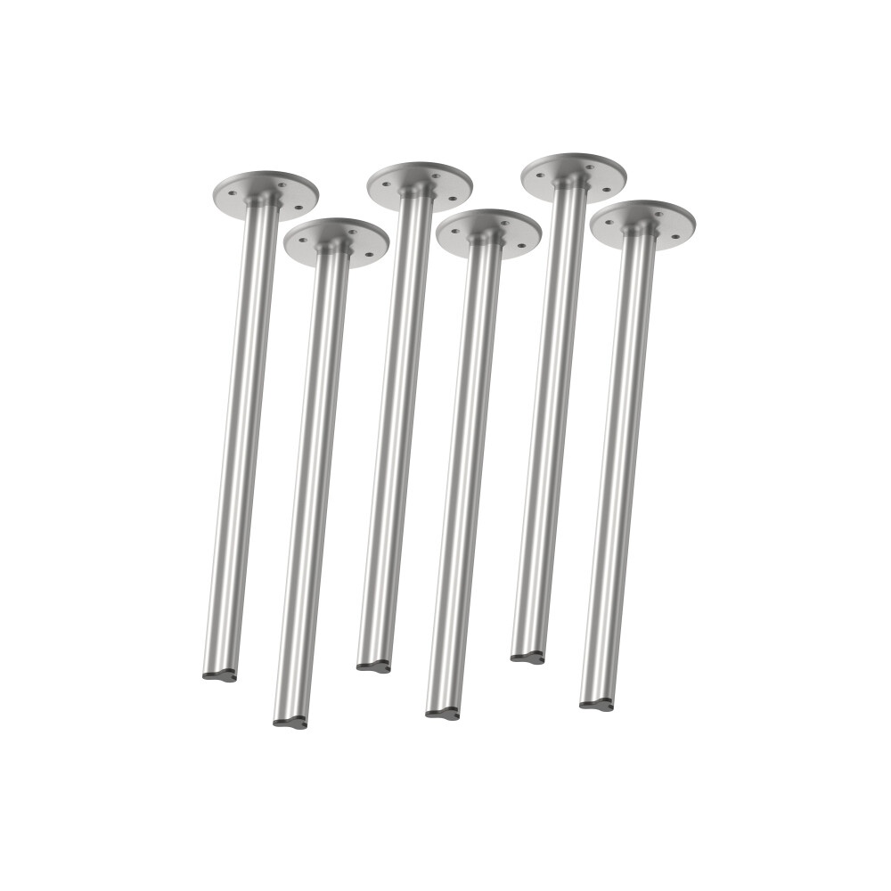 A Set of 6 pieces BEAM legs in "M"-size, 71 cm tall, designed by Daniel Lorch, featuring a Aluminium matt finish and metal connectors.