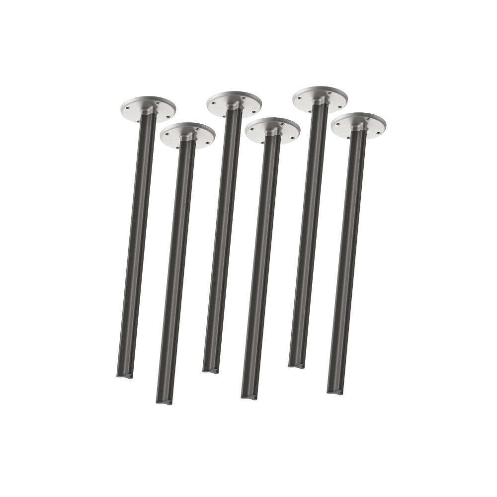 A Set of 6 pieces BEAM legs in "S"-size, 71 cm tall, designed by Daniel Lorch, featuring a RAL 7021 Black grey finish and metal connectors.