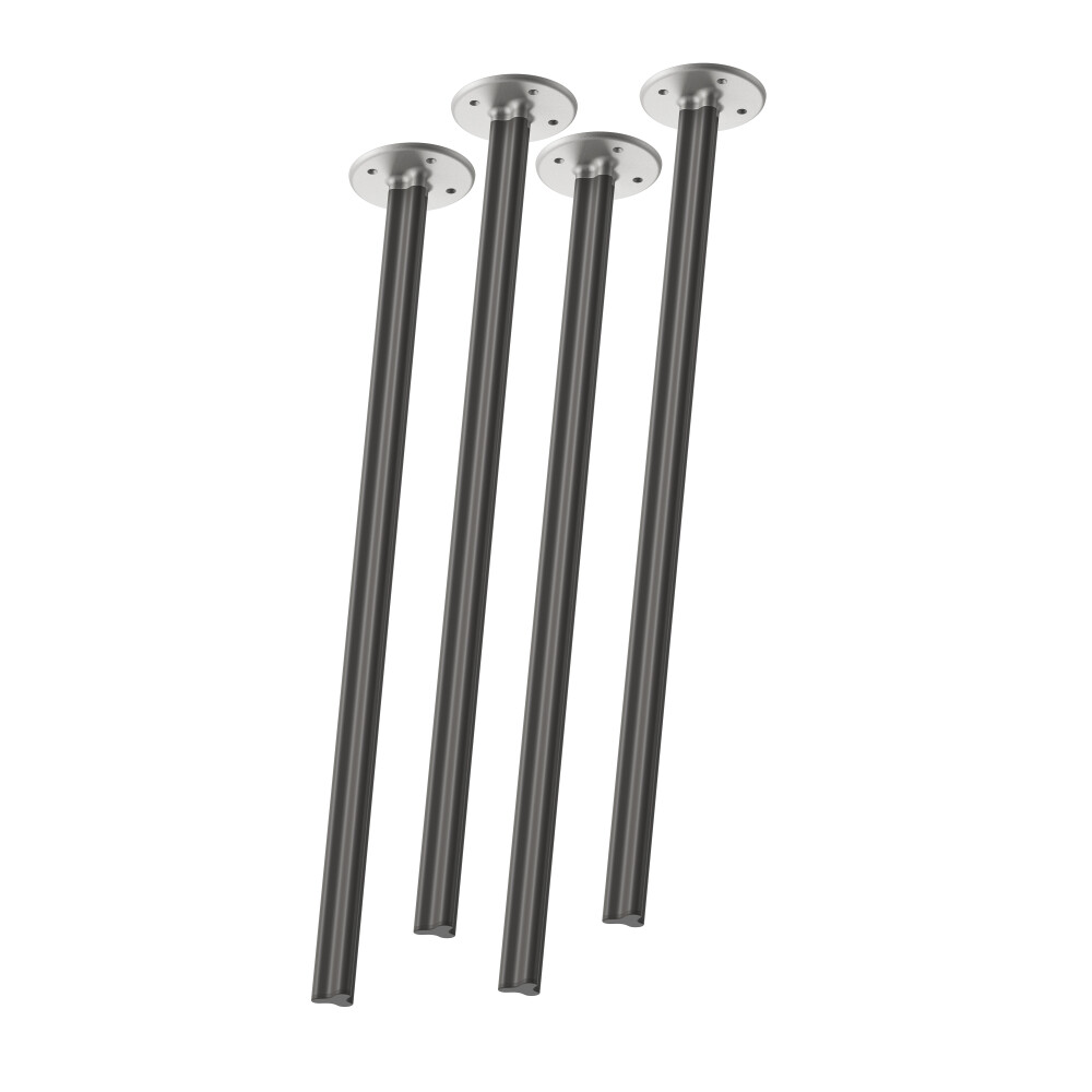A Set of 4 pieces BEAM legs in "M"-size, 102 cm (High Desk) tall, designed by Daniel Lorch, featuring a RAL 7021 Black grey finish and metal connectors.