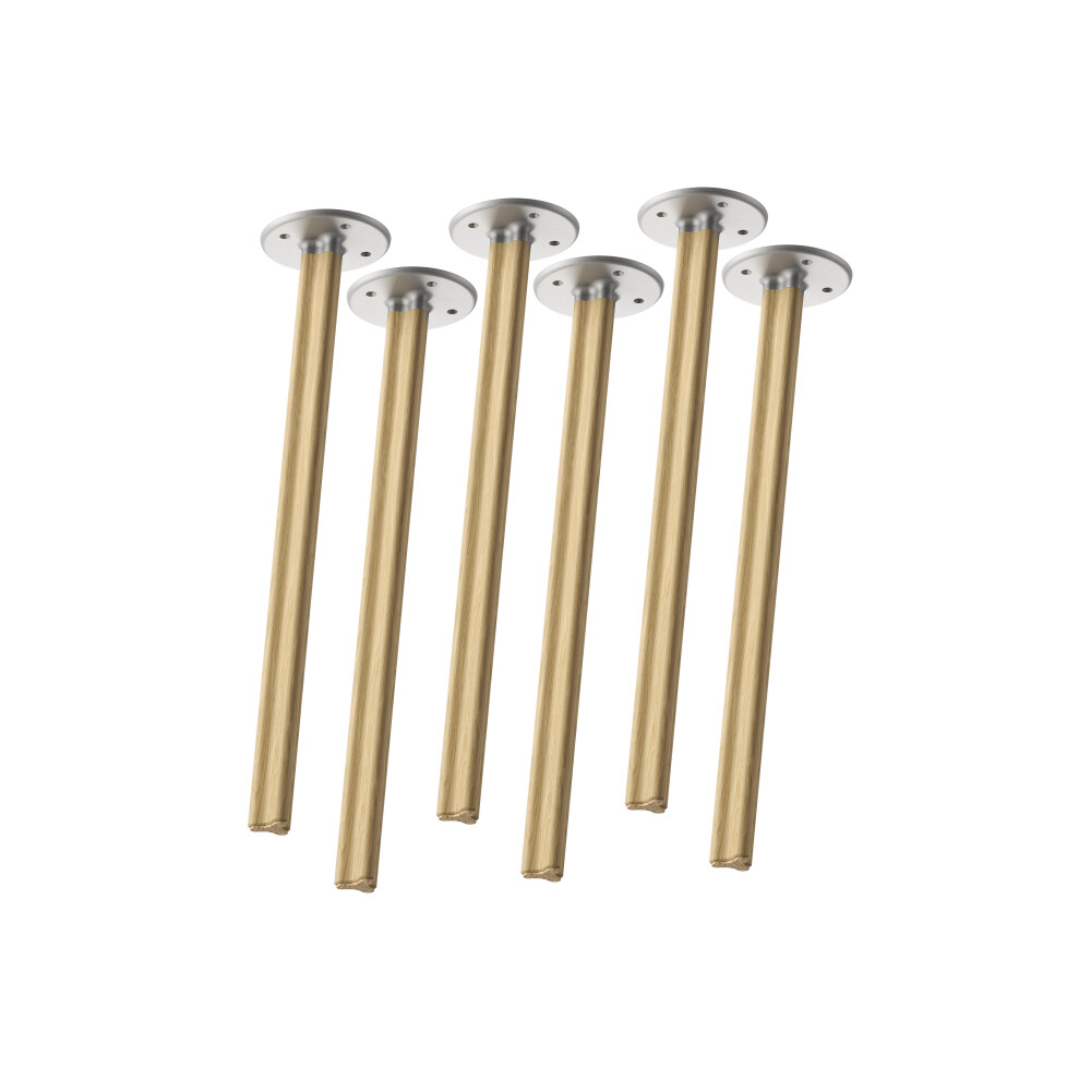 A Set of 6 pieces BEAM legs in "M"-size, 71 cm tall, designed by Daniel Lorch, featuring a Oak finish and metal connectors.