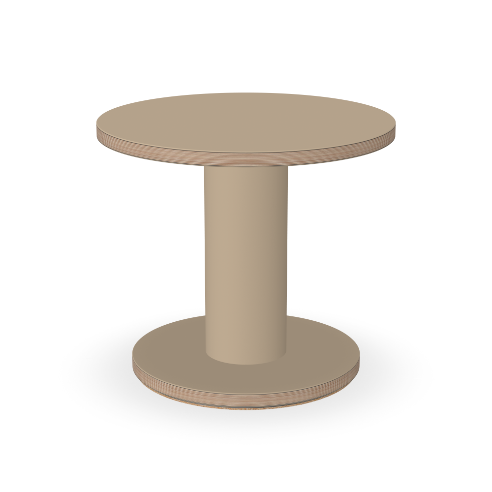 OFF-CUT Beistelltisch - Oberseite Linoleum, 4007 Macadamia - Form Rund, Ø 45 - Höhe 40 cm